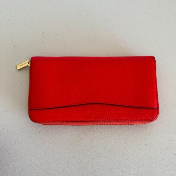 Kate Spade Bright Coral Leather Zip Wallet – Pebbled Leather Gold Hardware - Picture 3 of 6